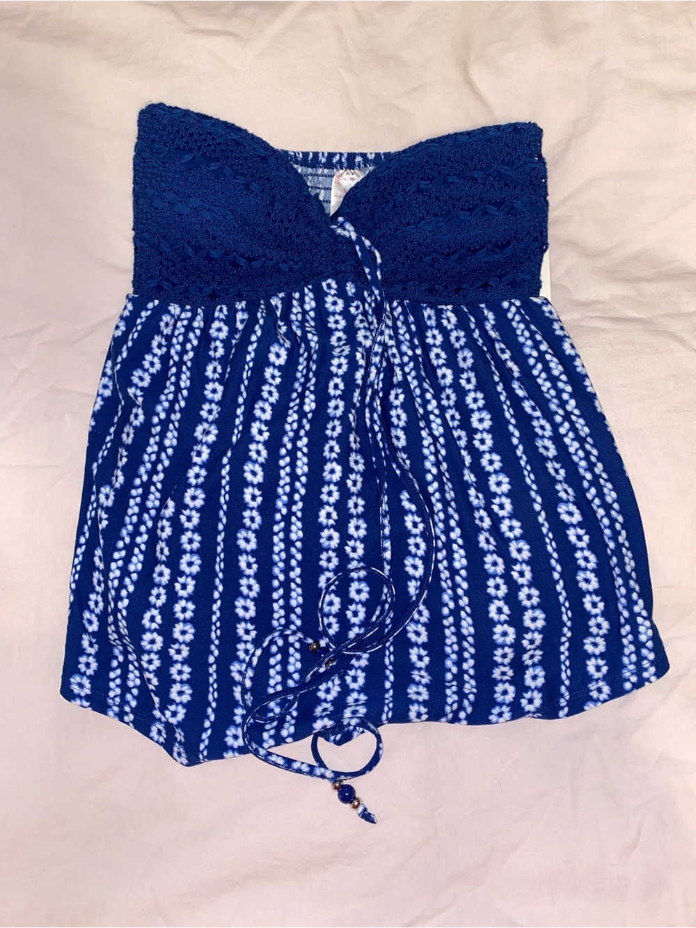 🦋NWT No Boundaries Blue Floral Strapless Top Y2K